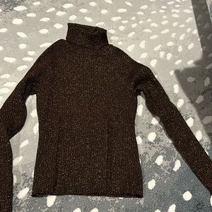 Brown sparkly turtleneck sweater